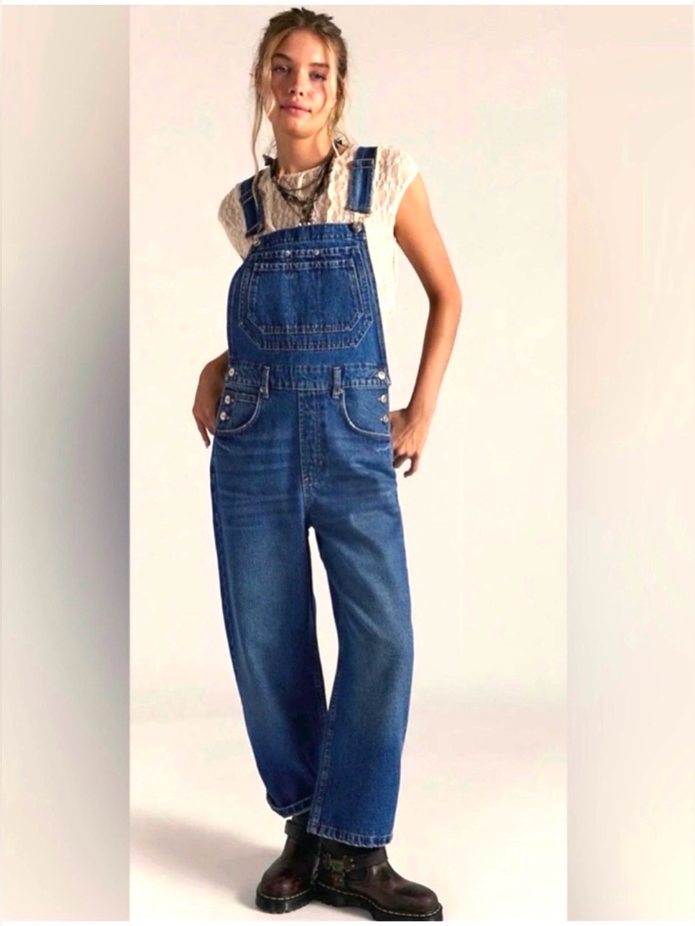 Free People We The Free Deep Trance Denim Overalls in Reverie NWT 🌷